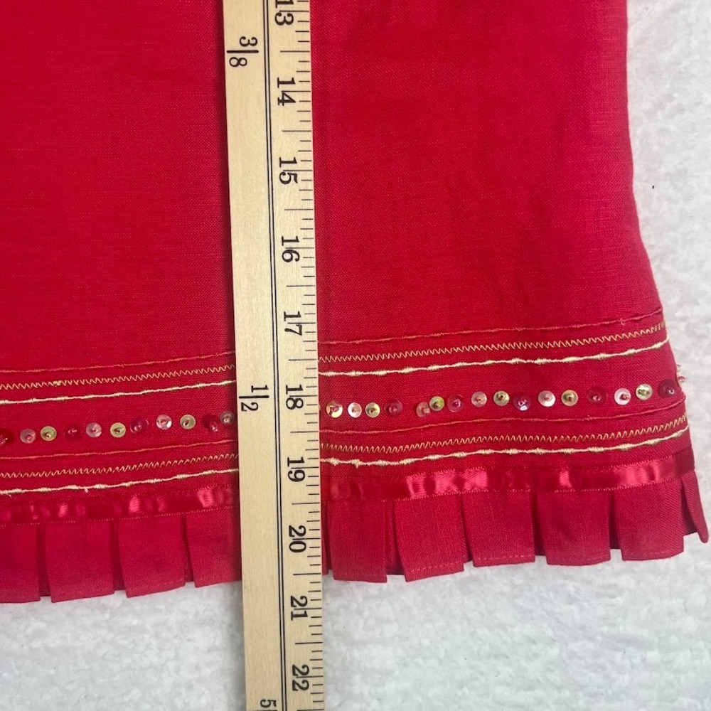 Plaza South Womens Pink Linen Blend Sequin Pleated Hem Button Back Top Size 14 - Picture 5 of 8